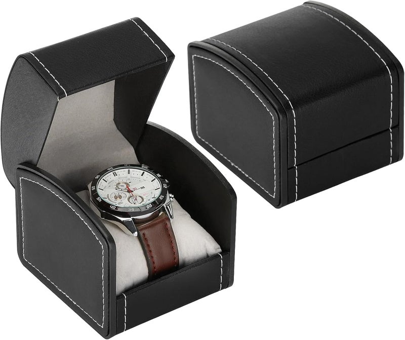 BAOPEND Luxury Single Watch Gift Box with Removable Pillow, PU Leather Single Watch Case Wristwatch Jewelry Storage Display Holder Cases for Men and Women (Black) - Image 1